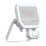 Ledvance LED Flomlys Aluminium Hvit 17W 2400lm 100D - 840 Kald Hvit | IP65 - Bevegelses- Og Lyssensor - Symmetrisk