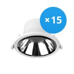 Fordelspakning 15x Noxion LED Downlight Apollo 20W 2300lm 60D - 830 Varm Hvit | 220mm - Utskjæring 200mm - Alu Reflektor - UGR <19