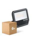 Fordelspakning 6x Ledvance LED Flomlys Aluminium Svart 69W 10000lm 100D - 840 Kald Hvit | IP66 - Symmetrisk