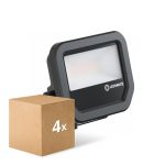 Fordelspakning 4x Ledvance LED Flomlys Aluminium Svart 8W 1100lm 100D - 830 Varm Hvit | IP66 - Symmetrisk