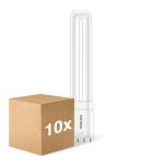 Fordelspakning 10x Philips CorePro PL-L LED Pære EM/Mains 8W - 840 Kald Hvit | 4-Stift - Erstatter 18W