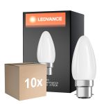 Fordelspakning 10x Ledvance Classic Performance LED Pære B22d Mignon filament matt 4.8W 470lm - 827 ekstra varm hvit | dimbar - erstatter 40W