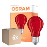 Fordelspakning 6x Osram LED Star Classic Decor E27 Pære Filament Matt 2.5W 45lm - Rød | Erstatter 7W
