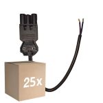 Fordelspakning 25x Noxion GST - Kompatibel Strømforsyningskabel Svart - Male + Åpne ender - 0,3m - 2 pole 0,75mm2