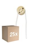 Fordelspakning 25x Universell GU10 Sokkel - Universele GU10 Fitting - Hvit 0.1m - 2 pole 0.5mm2 (Til Noxion)