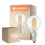 Fordelspakning 10x Ledvance Classic LED E14 Pære Filament Klar 3.4W 470lm - 827 Ekstra Varm Hvit | Erstatter 40W