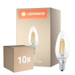 Fordelspakning 10x Ledvance Classic LED E14 Mignon Filament Klar 3.4W 470lm - 827 Ekstra Varm Hvit | Erstatter 40W