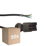 Fordelspakning 50x Noxion GST - Kompatibel Strømforsyningskabel Svart - Male + Åpne ender - 0,3m - 3 pole 0,75mm2