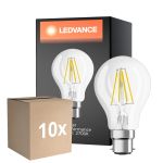 Fordelspakning 10x Ledvance Classic Performance LED Pære B22d Pære filament klar 4W 470lm - 827 ekstra varm hvit | erstatter 40W