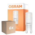 Fordelspakning 6x Osram LED Pin G9 klar 1.9W 180lm - 827 ekstra varm hvit 