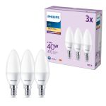 Fordelspakning 3x Philips Pære LED E14 Mignon Matt 5W 470lm - 827 Ekstra Varm Hvit