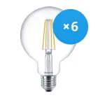 Fordelspakning 6x Philips Corepro LED Globe E27 Filament Klar 95mm 7W 806lm - 827 Ekstra Varm Hvit | Erstatter 60W