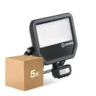Fordelspakning 5x Ledvance LED Flomlys Aluminium Svart 41W 6000lm 100D - 840 Kald Hvit | IP65 - Bevegelses- Og Lyssensor - Symmetrisk