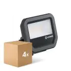 Fordelspakning 4x Ledvance LED Flomlys Aluminium Svart 8W 1100lm 100D - 830 Varm Hvit | IP66 - Symmetrisk