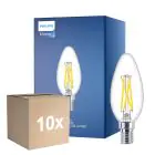 Fordelspakning 10x Philips MASTER LED E14 Mignon Filament Klar 2.5W 340lm - 922-927 Dim To Warm | Beste Fargegjengivelse - Dimbar - Erstatter 25W