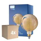 Fordelspakning 4x Philips Classic LED Globe E27 200mm filament gull 7W 470lm - 818 ekstra varm hvit | dimbar - erstatter 40W