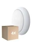 Fordelspakning 4x Noxion LED Vegg - Taklampe Pro V2 12/16/20W 2400lm - 830-840-865 CCT | 325mm - IP65 + Sirkel Hvit