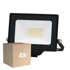 Fordelspakning 4x Noxion LED Flomlys Beamy Aluminium Svart 20W 2200lm 100D - 830 Varm Hvit | IP65 - Symmetrisk 
