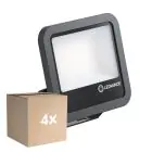 Fordelspakning 4x Ledvance LED Flomlys Aluminium Svart 69W 10000lm 100D - 865 Daglys | IP66 - Symmetrisk