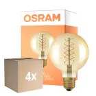 Fordelspakning 4x Osram Vintage 1906 LED E27 Globe Filament Gold 95mm 7W 600lm - 822 Extra Warm White | Dimmable
