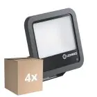 Fordelspakning 4x Ledvance LED Flomlys Aluminium Svart 69W 10000lm 100D - 840 Kald Hvit | IP66 - Lyssensor - Symmetrisk