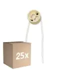 Fordelspakning 25x Universell GU10 Sokkel - Universele GU10 Fitting - Hvit 0.1m - 2 pole 0.5mm2 (Til Noxion)