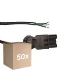 Fordelspakning 50x Noxion GST - Kompatibel Strømforsyningskabel Svart - Male + Åpne ender - 0,3m - 3 pole 0,75mm2