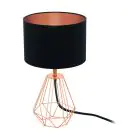 Eglo Bordlampe Carlton 2 Stål Kobber Svart | IP20 - Egnet for 1x E14 